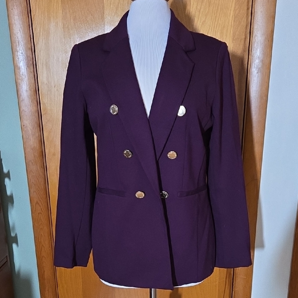 NWT Anne Klein Open Front Blazer in Deep Plum, Size M